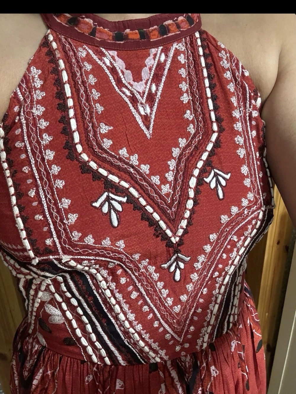 Ritu Kumar Boho Gypsy Beads Halter Maxi Dress Rust coral red - Picture 4 of 5